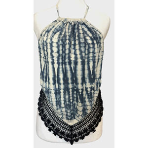 Y2K Guess Crochet Handkerchief Halter Tank Top Size S Tye Die Boho Beach Vaca